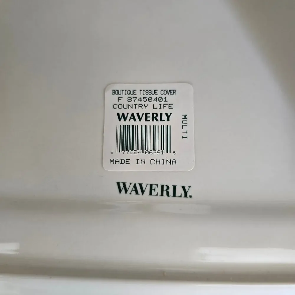 Vintage Waverly Tissue Cover Country Life Black White Toile Old Money Classic